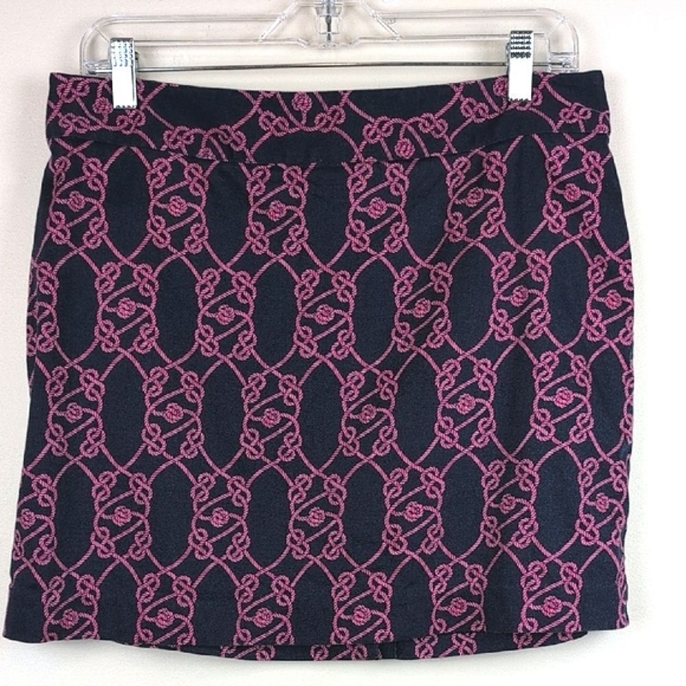 Vineyard Vines Navy and Pink Rope Print Pencil Skirt Size 8